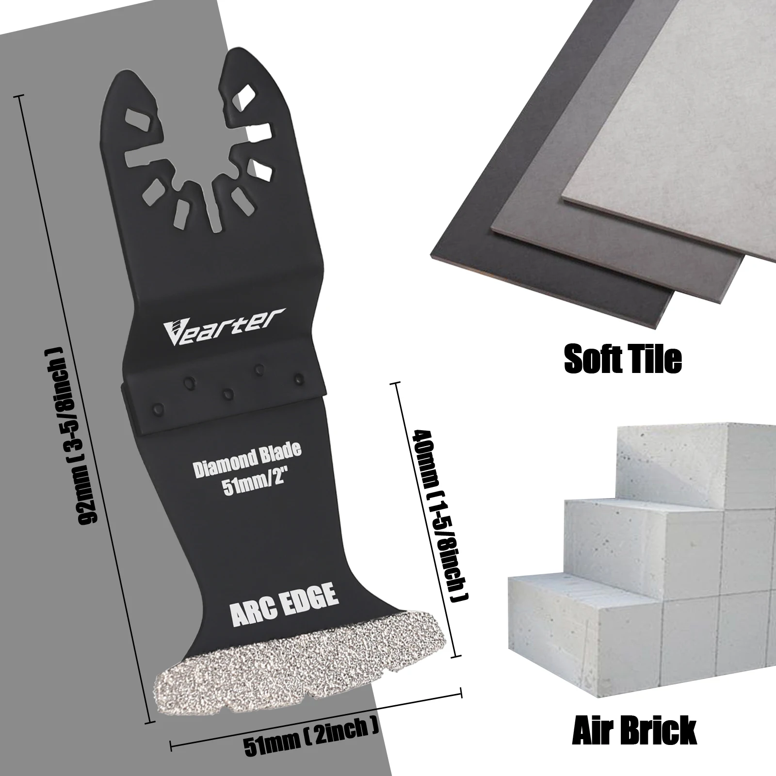 Oscilante Multi Tool Swing Diamond Blades, Argamassa de corte Lâmina de serra, Preciso para remoção de argamassa, Air Brick Concrete