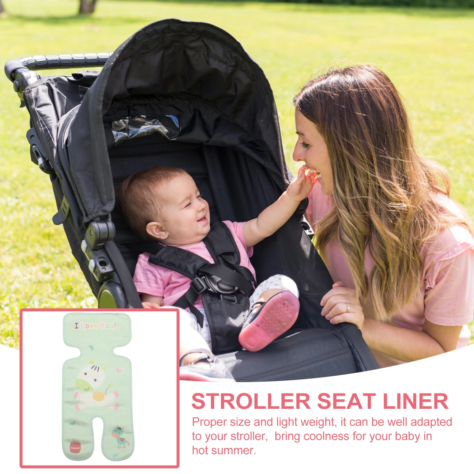 

Pram Cooling Mat Ice Silk Baby Seat Pad Car Light Green Front: for Stroller Newborn