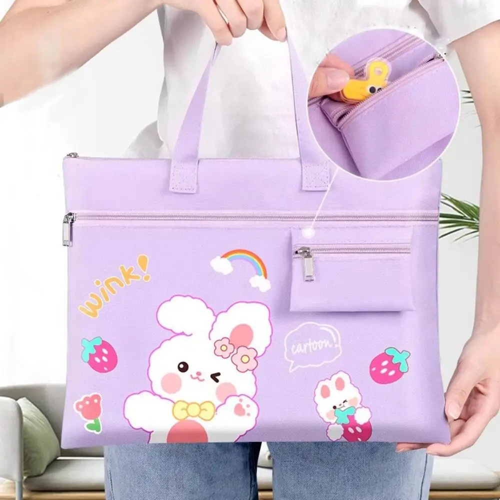 Nieuwe Multifunctionele Studenten Met Grote Capaciteit Draagtas Draagbare Tutorial Tas Cartoon Canvas Tas Met Rits Leerbenodigdheden
