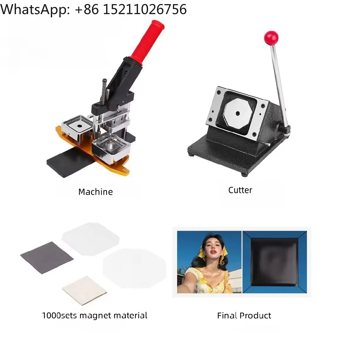 Manual New 50*50mm 2x2 Inch Square Picture Photo Button Fridge Magnet Making Machine Set