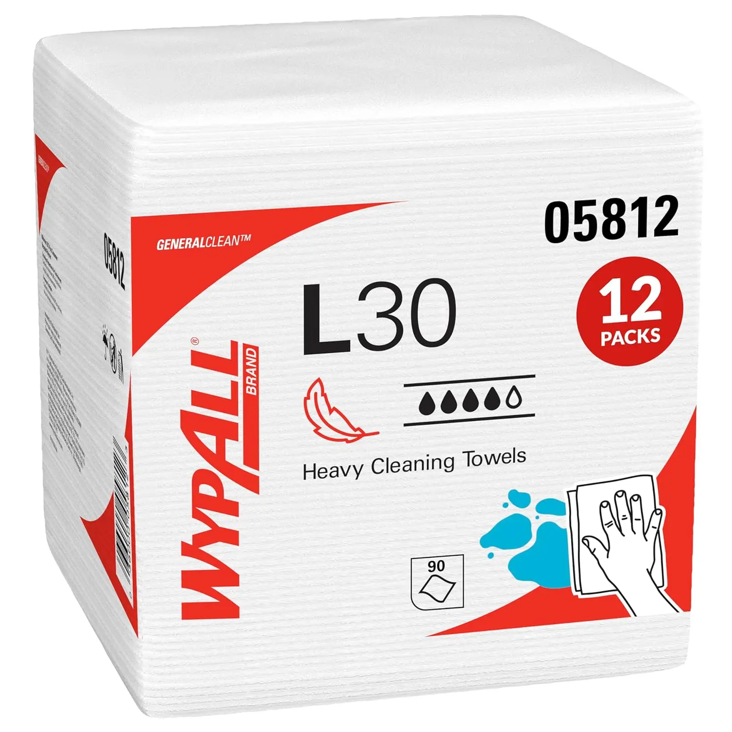 

Heavy Duty Cleaning Wipes, Quarterfold Paper Towels, 12 Packs of 90 Sheets, Strong and Soft Bulk Wipers for General Use