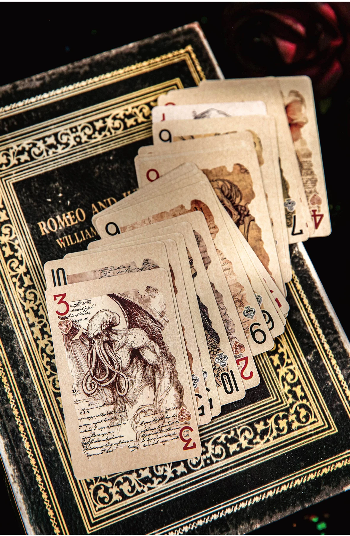 55-teiliges Set 'Strange Arrival & Gilded Old Dream' Retro-Illustrationen Pokerkarten, Magische Karten, Vintage-Poker – Detail 8