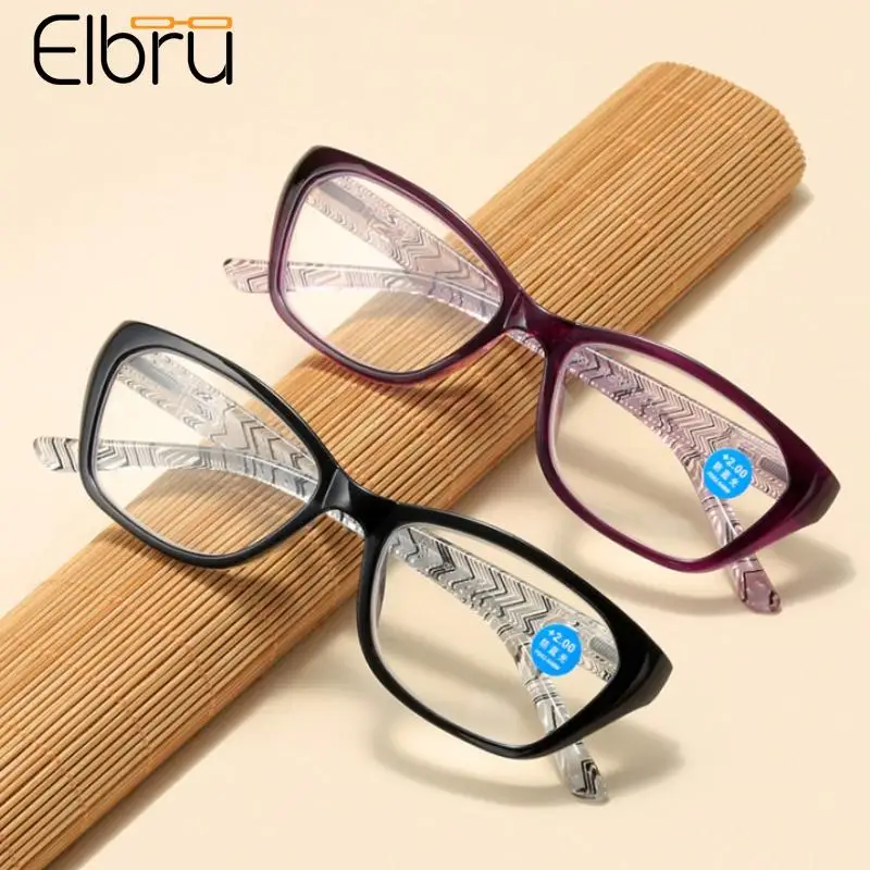 Elbru Fashion Anti Blue Light Reading Glasses Women Men Vintage Computer Reading Eyeglasses Unisex Hyperopia Eyewear 0+1+1.5...4