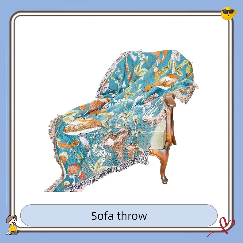 

Всесезонное одеяло на кресло для отдыха, ткань для журнального столика, домашнее шерстяное одеяло с цветочным принтом для дивана