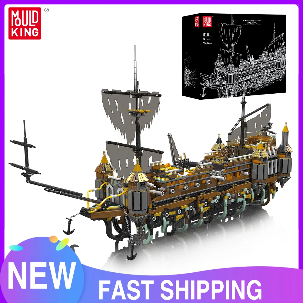 Mould King 13188 Pirate Ship Building Block The MOC Silent Mary Sailboat Model Assembly Ship Toys Brick Kids Christmas Gift