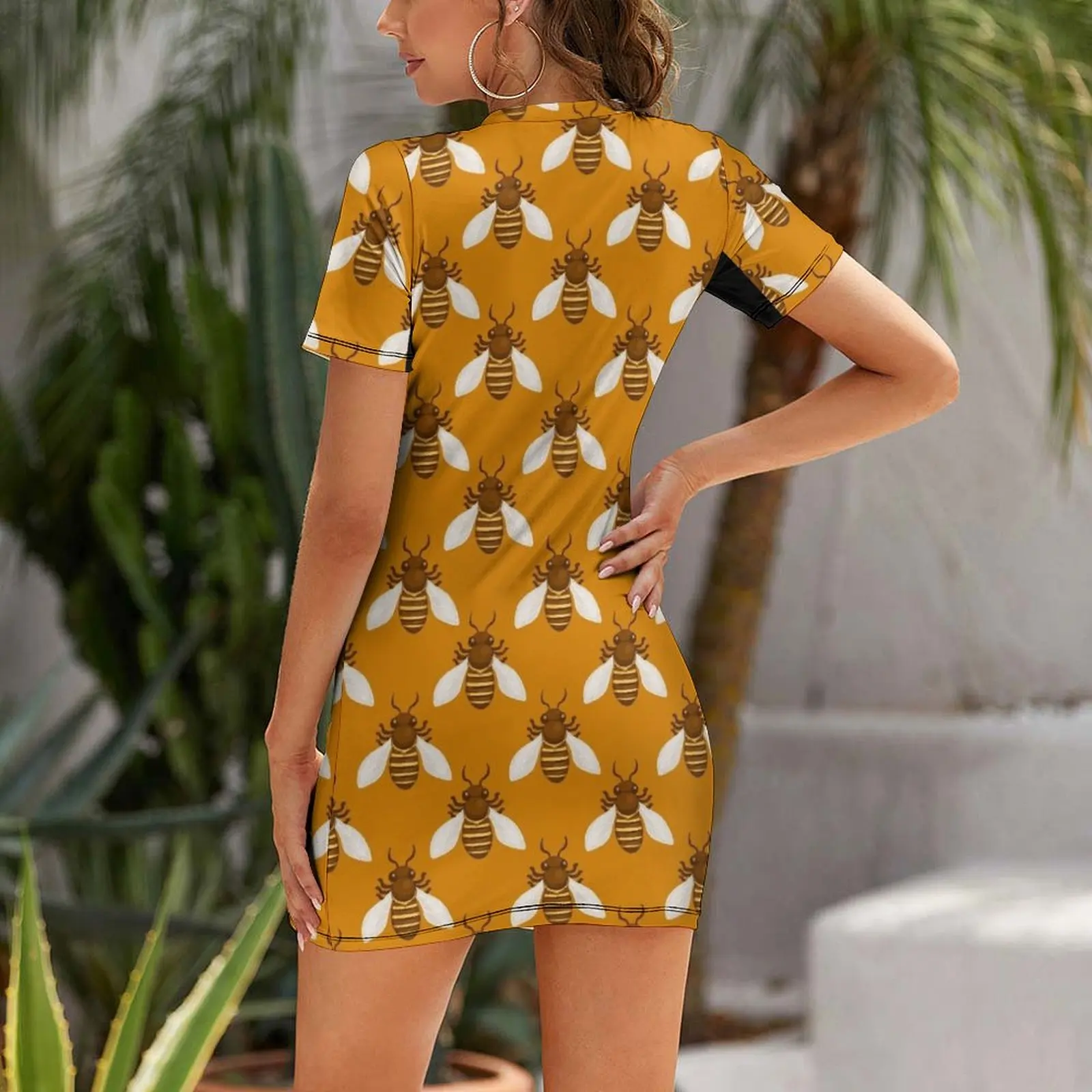 Honey Bees Short Sleeved Dress Long veiled dresses women's clothing summer 2025 novelties Dress