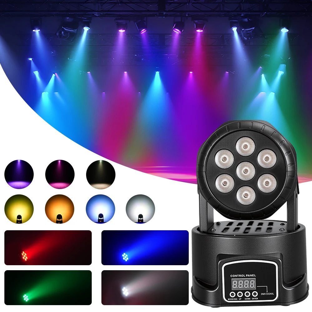 

7*15 Вт светодиодный прожектор с подвижной головкой RGBW, дискотека, световые эффекты, управление DMX, автоматический режим, сценический стробоскоп для DJ, дискотеки, вечеринки, атмосфера