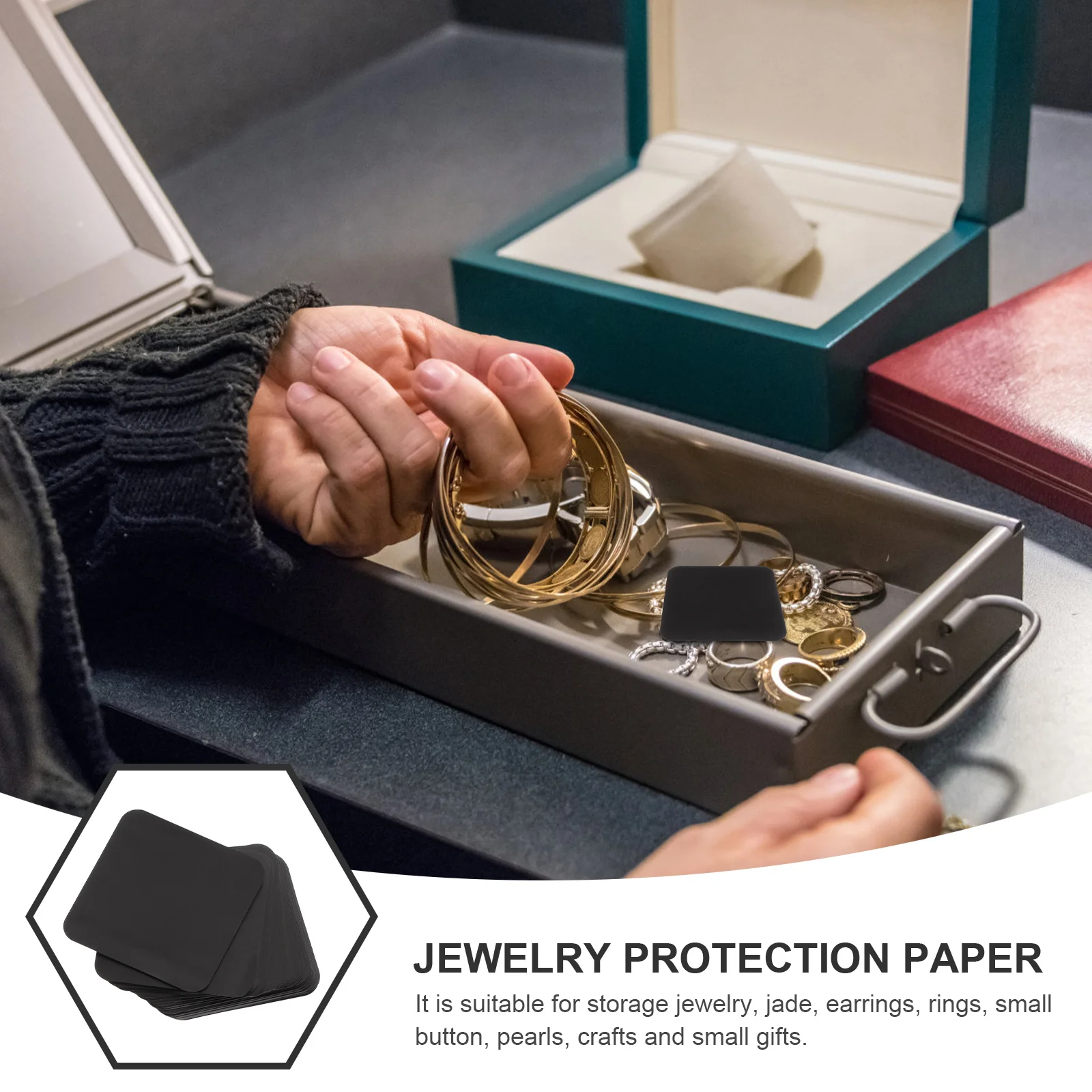 

50pcs Anti Tarnish Papers Black Lightweight Durable Storage Solution for Jewelry Gifts Prevent Discoloration Long Service Life