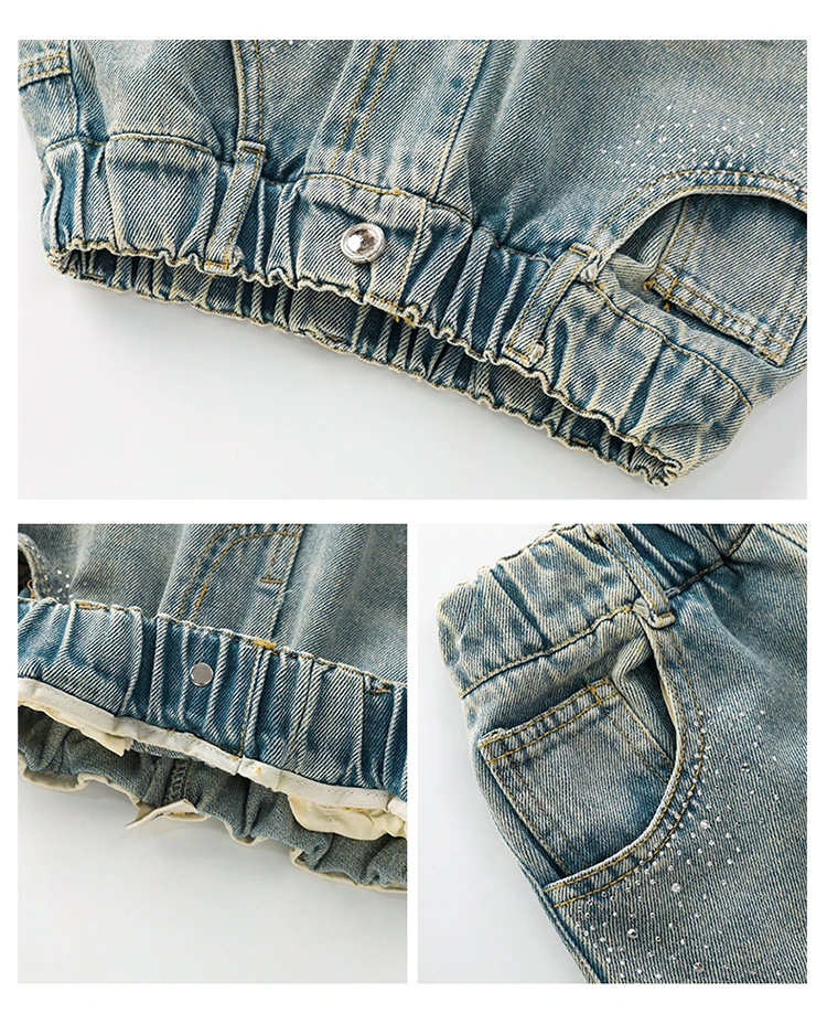 Slim Fit Kinder-Jeansshorts mit Löchern für Teenager-Mädchen, Lässige Sommer-Destroyed-Shorts, Coole Streetwear-Hosen für Kinder – Detail 11