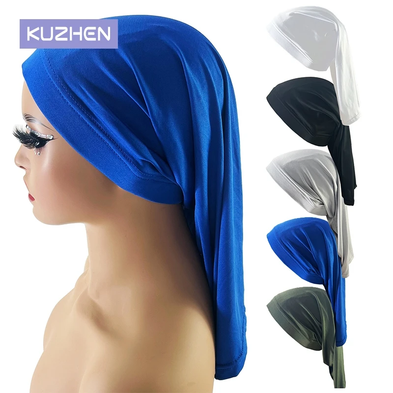 Long Satin Bonnet Sleep Cap Silk Sleeping Cap With Wide Elastic Band Loose Night Hat For Women Braids Curly Hair Natural Hair