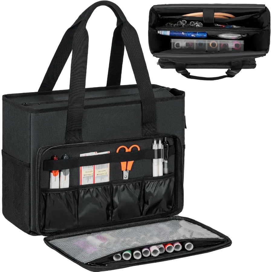 

Сумка для хранения вышивания для проекта вышивания с несколькими карманами идеально подходит для вышивки крестом и инструментов для вышивания K