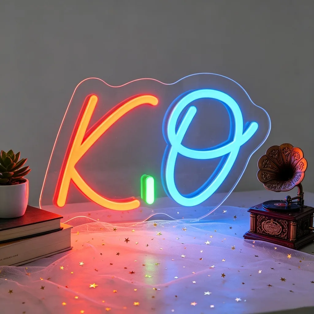 

KO Neon Sign LED Night Light USB Rechargeable Gaming Decor Lamp for Game Room Bedroom Party Bar Decoration Gifts for Gamers