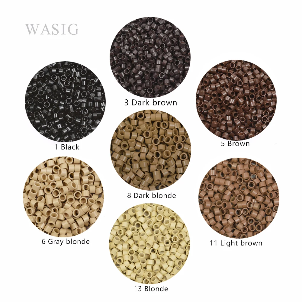 1000 sztuk 4.0X2.8X2.8mm mikropierścienie/linki/koraliki do przedłużania włosów splot prosty bez silikonu 7 kolorów narzędzia do przedłużania włosów