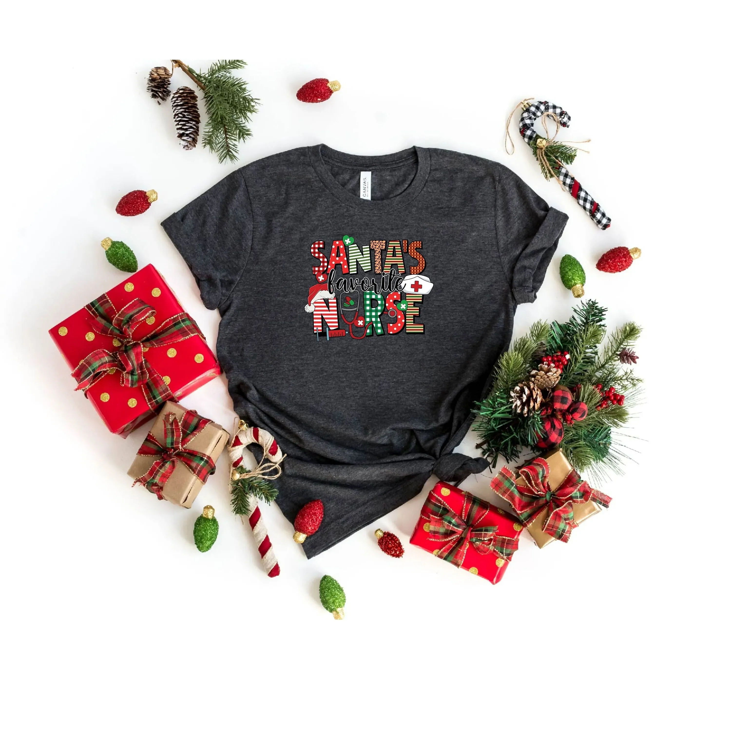 Santa s Favorite Nurse T Shirt Christmas s Ugly Nursing Squad Top