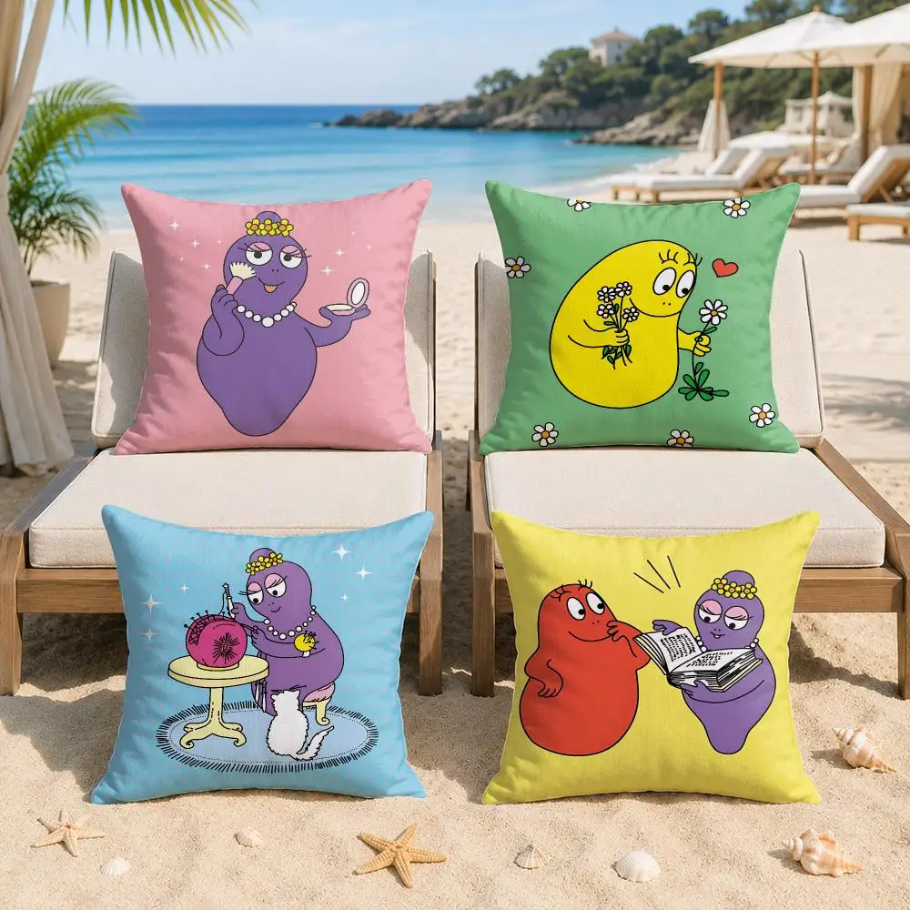 B-Barbapapa CUTE Kids Cartoon Cushion Cover Silky Short Plush Invisible Zipper Dustproof Sofa Pillow Case For Home Decor