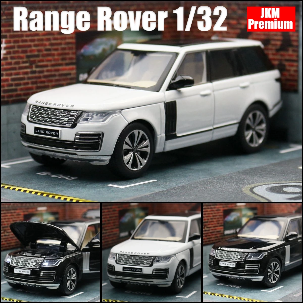 Land Rover Range Rover Sport SUV Toy Car 1/32 Diecast Metal Miniature Model Doors Openable Lightable Collection Gift Christmas