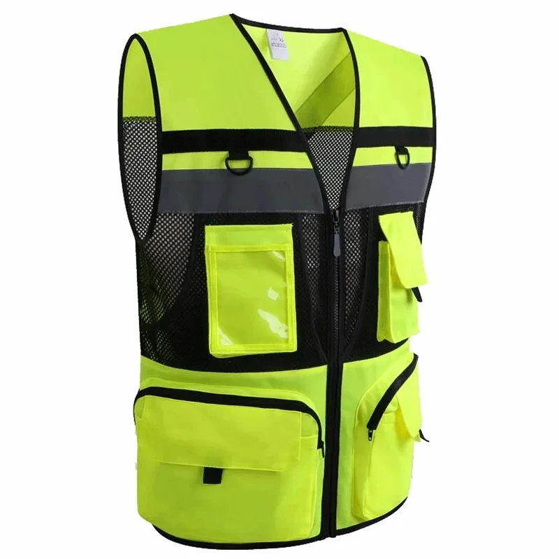 Safety Vest Reflective With Tool Pockets Breathable Work gilet High Visibility Vest Mesh Reflective Vest Workwear