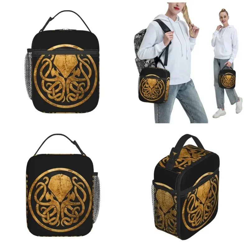 Call Of Cthulhu HP Lovecraft Thermal Insulated Lunch Bags Office Portable Bento Box Kids Thermal Cooler Lunch Box for Picnic