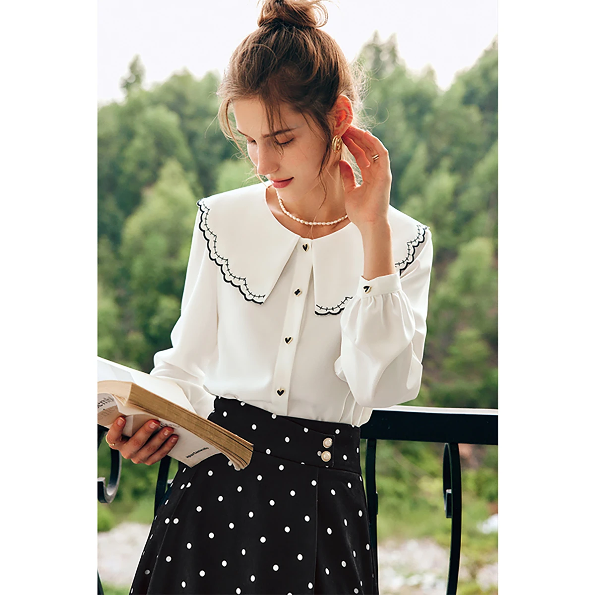 OLrain Puff sleeve Shirt Woman 2025 French Elegant Button Up Long Sleeve Top Women's Sweet Blouses Female Clothes O22QX65699
