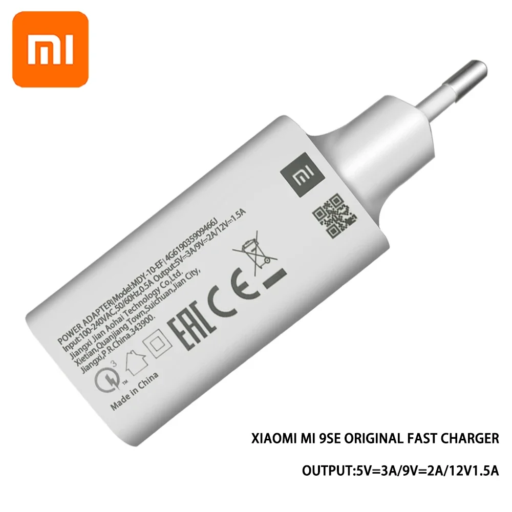 Original XIAOMI MI USB QC3.0 Fast wall Charger with Micro Usb and Type C Cable for XIAOMI Mi 9 8 SE CC9 A3 Redmi K20 Note 7 Pro