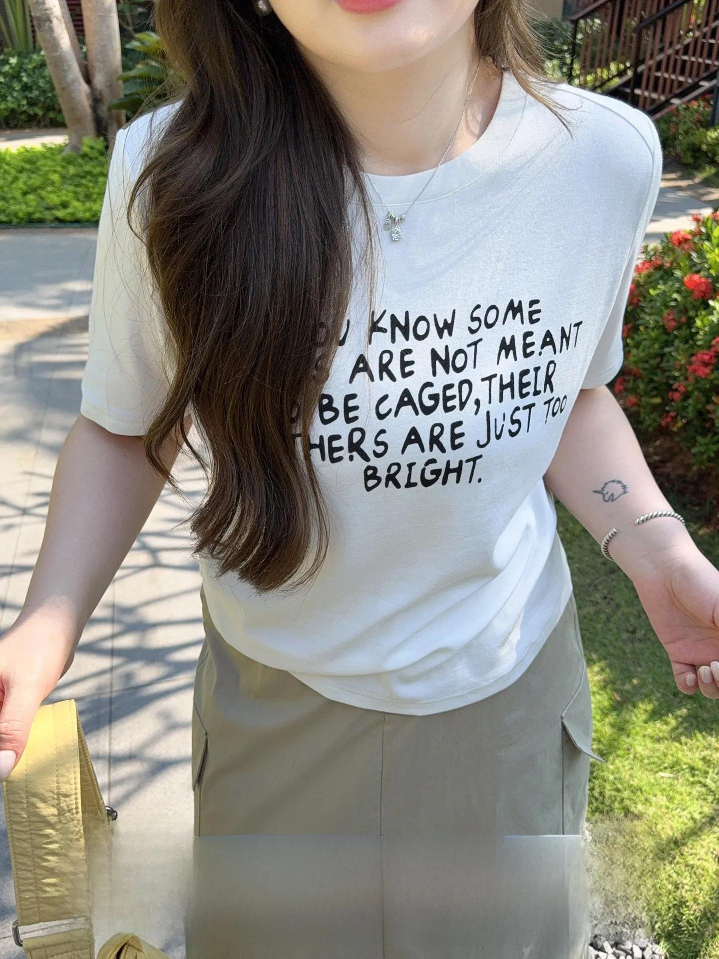 

Ms. Ying Large Size Women's T-Shirt Korean Style Letter Short Sleeve Cotton Casual Versatile Summer New Arrival Top