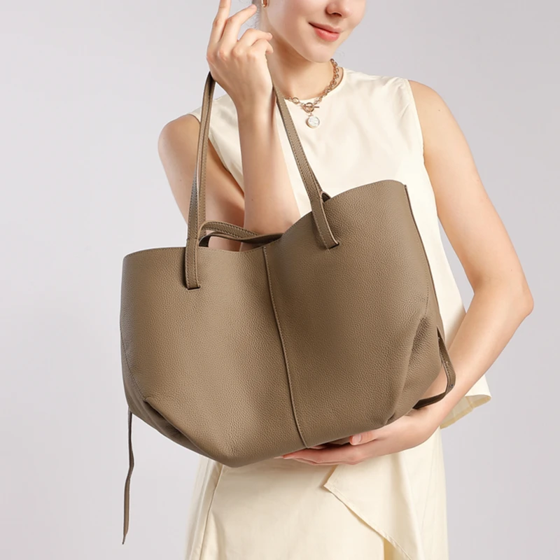 

Burminsa большие сумки-тоут из натуральной яловой кожи для женщин, 2024, роскошные дизайнерские рабочие сумки на плечо, большие женские сумки-шоппер