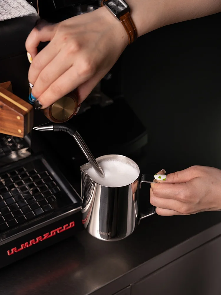 

Feepie 304 Stainl Steel Coffee Milk Froth Cup with Sc Artistic Latte Foam Whisking Cup Coffee ing Tool
