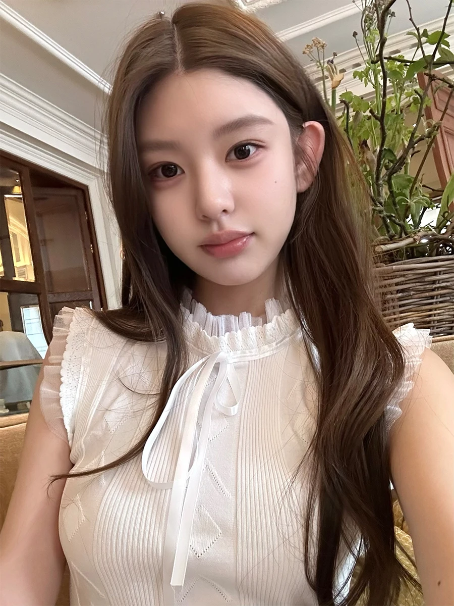 

Винтажный мягкий вязаный топ Good Morning Fan Fan с коротким рукавом, молодежный, однотонный, для повседневной носки