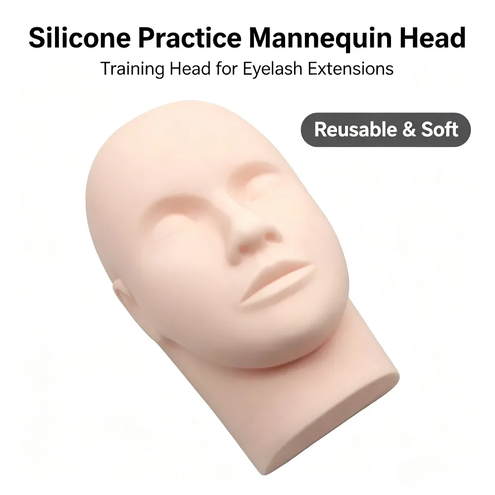 3D Soft Reusable Silicone Tattoo Practice Skin Mannequin Head Microblading Eyebrow Lip Training Beginner Permanent Makeup Tools