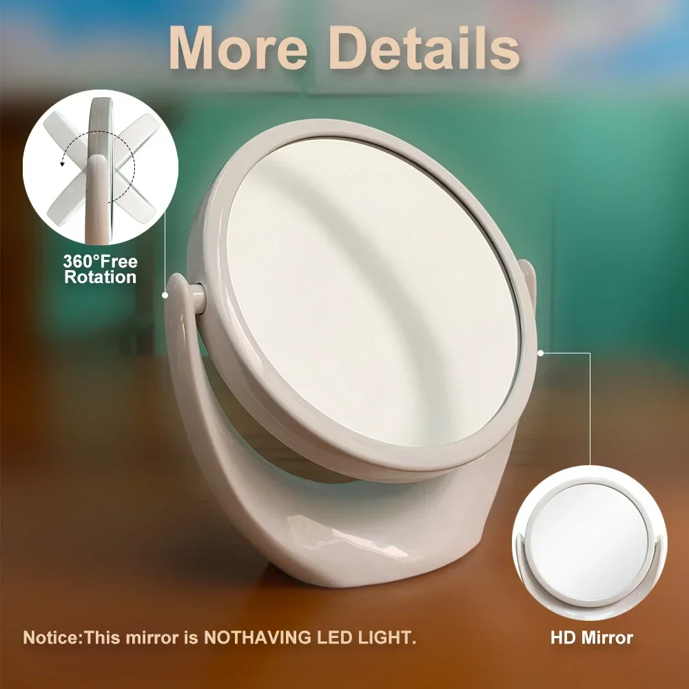 Espelho de vaidade de maquiagem com ampliação dupla face 1x/5x sem luz independente 360 °   Compacto cosmético portátil para viagem de rotação