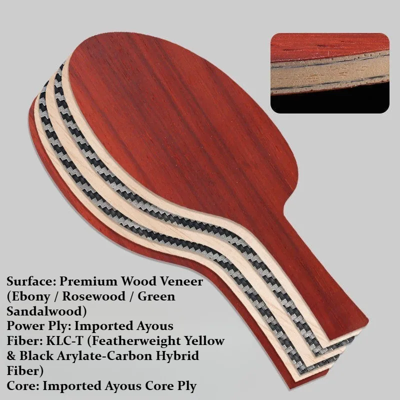Friendship 729 Table Tennis Blade 5 Wood Plies + 2Carbon Plies High-Performance Ping Pong Blade Aromatic Carbon Offensive Style