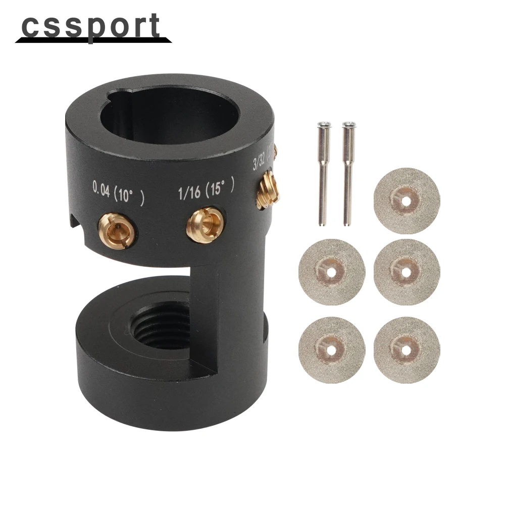 

TIG Tungsten Sharpener Head Tool Aluminum Tungsten Electrode Sharpener Grinder Head with Cut-Off Slot Multi-Angle & Offsets