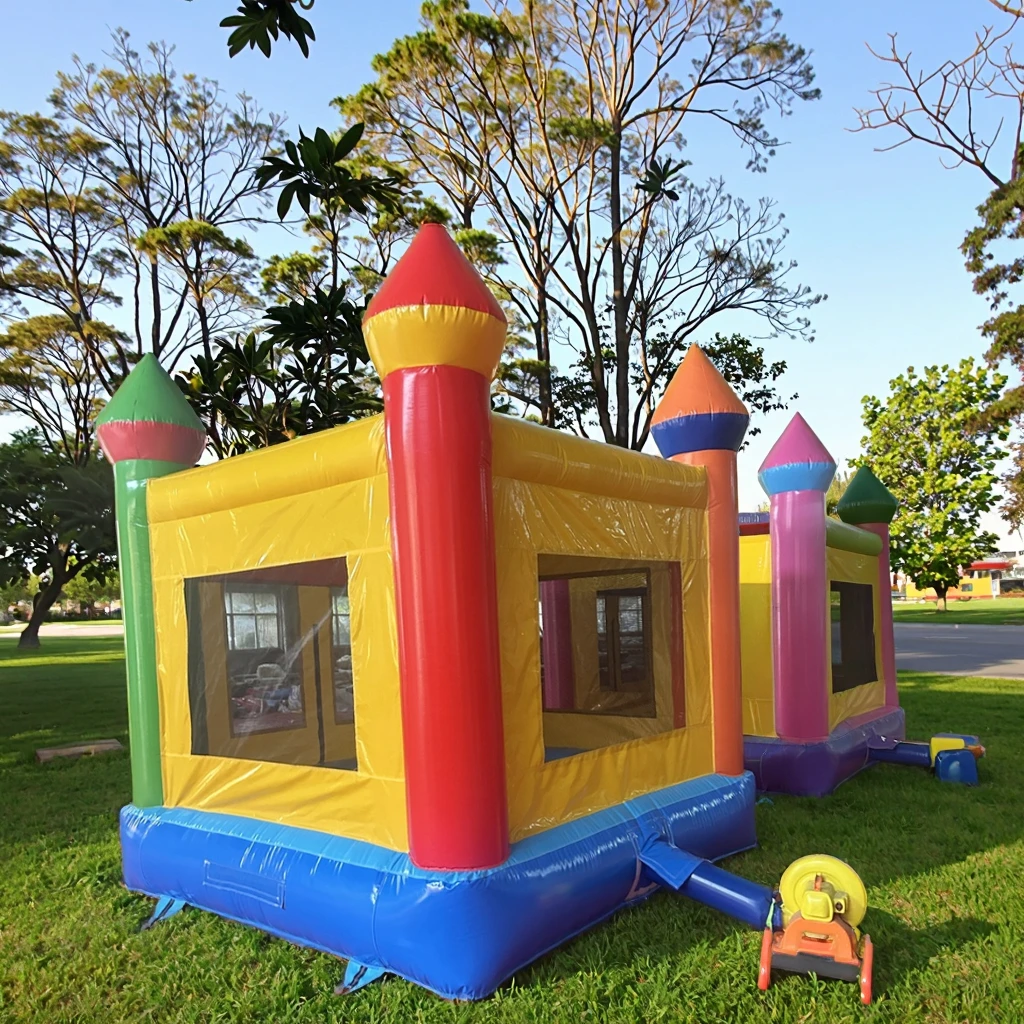 Factory Direct Sale 0.55mm PVC Materials 4m * 4m Children air Bouncer Slide Inflatable Trampoline Jumping Castle Customs Color