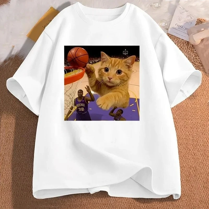 Divertente Gatto Slam Dunk Basket Meme Maglietta Donna Casual Harajuku Maglietta a maniche corte Streetwear Magliette Abbigliamento Magliette grafiche