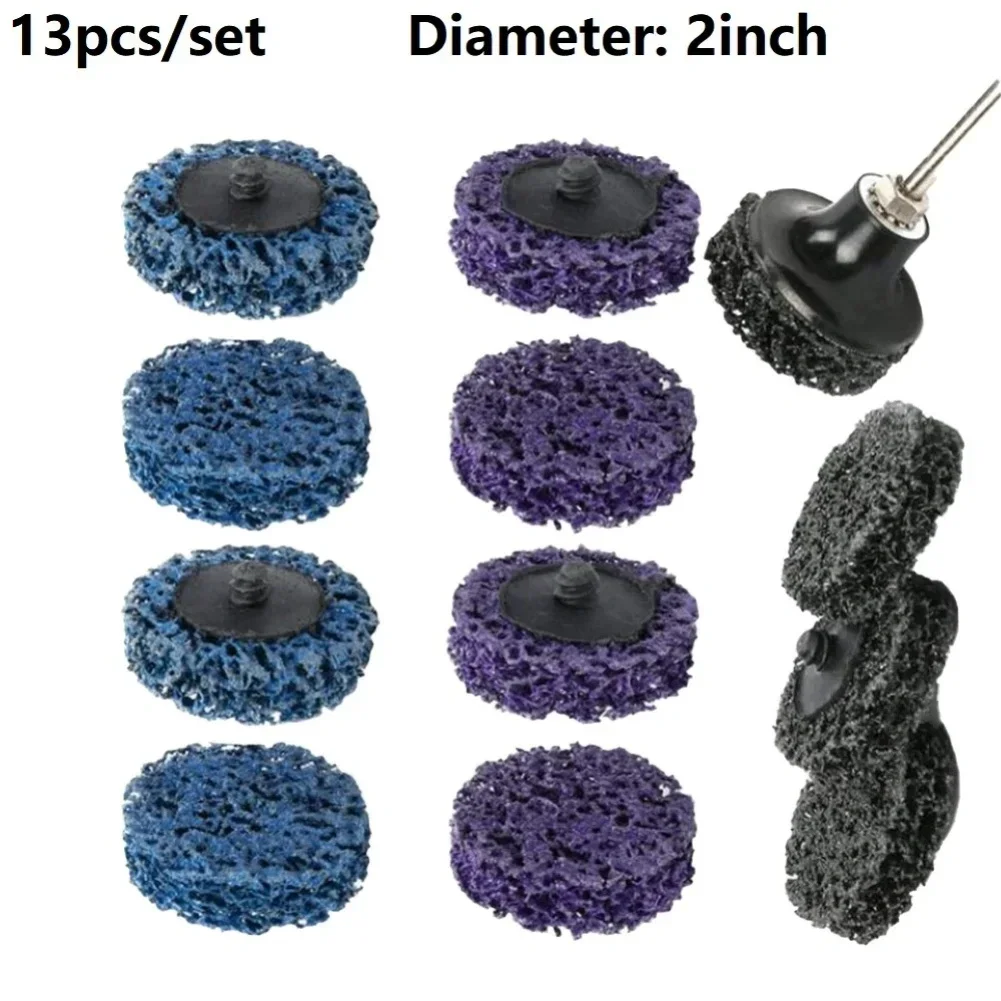 13 قطعة مزيل الصدأ عجلة القرص 2 بوصة زاوية طحن قرص جلخ البليت تلميع شريط معدني القرص جلخ الطلاء تنظيف عجلة