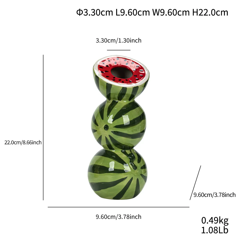 Watermelon Tangerine Lemon  Ceramic Vase Unique Fruits Shaped Vase Creative Fruit Flower Arrangement for Home Decorations