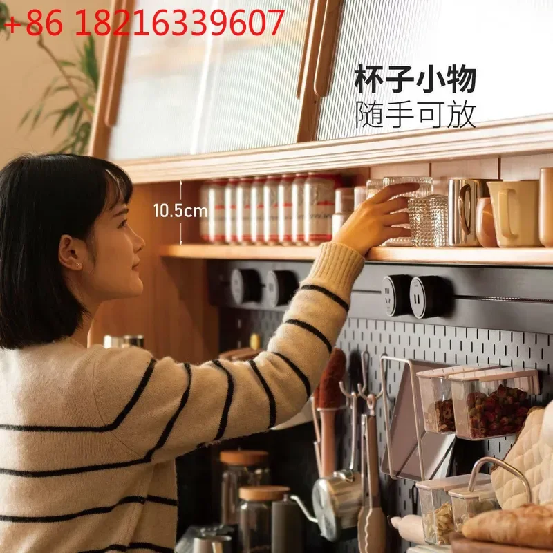 YAO Nordic Solid Wood Slate Wall Mounted Integrated Storage High Cabinet for Dining Room Japanese Cherry Wood Locker for Tea