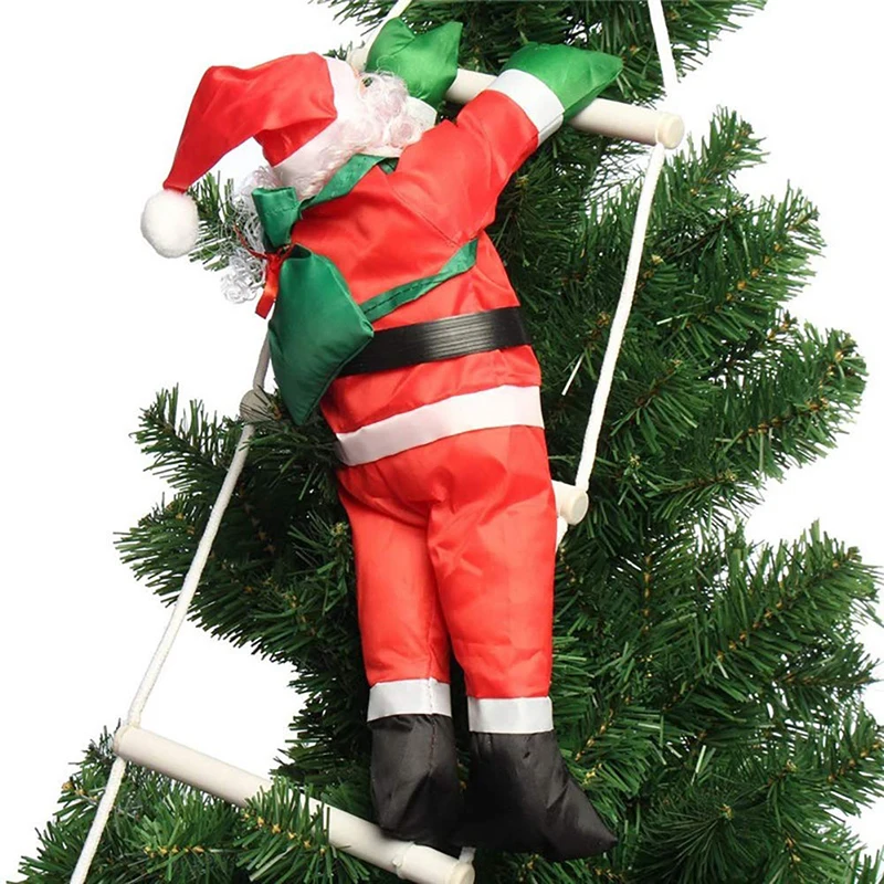 Santa Claus Climbing Ladder Ornaments Xmas Tree Santa Claus Climbing Ladder Rope Hanging Pendant Merry Christmas Decor