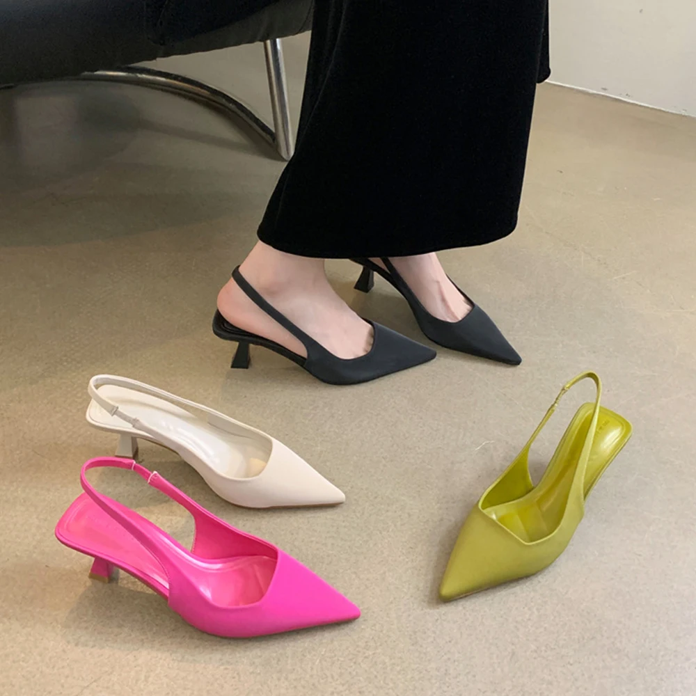 

Women's Slingback Kitten Heels Sandals Closed Pointed Toe Stiletto Heels Comfortable Women Pumps Prom Party Evening Dress Shoes