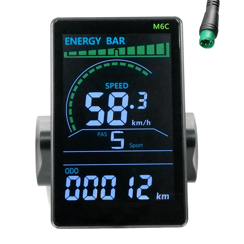 Hot sale M6C Electric Bike LCD Display Meter 24V-60V E Scooter LCD Panel Color Screen with USB for Mountain Electric Bike(5PIN)