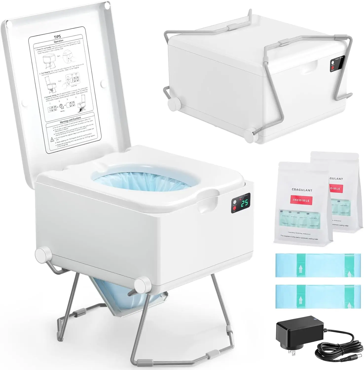 

Dry Flush Toilet – Waterless, Odorless, Self-Contained | Rechargeable Portable Toilet for RVs, Van, Boat, Tiny House, Off-Grid