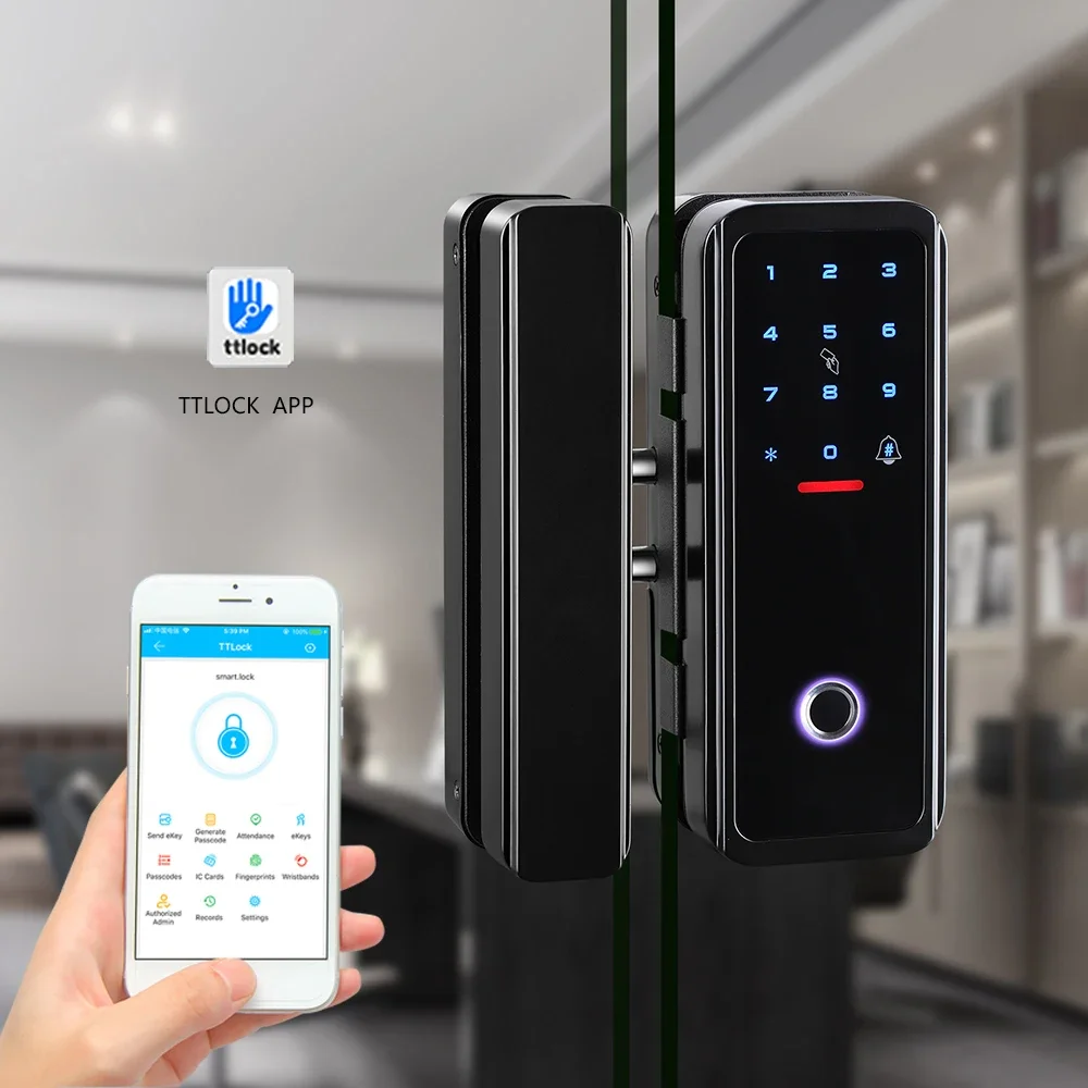 Smartek A9 Scheda RFID in alluminio Password Elettronica digitale biometrica Keyless TTlock Impronta digitale 12mm Porta in vetro Smart Lock