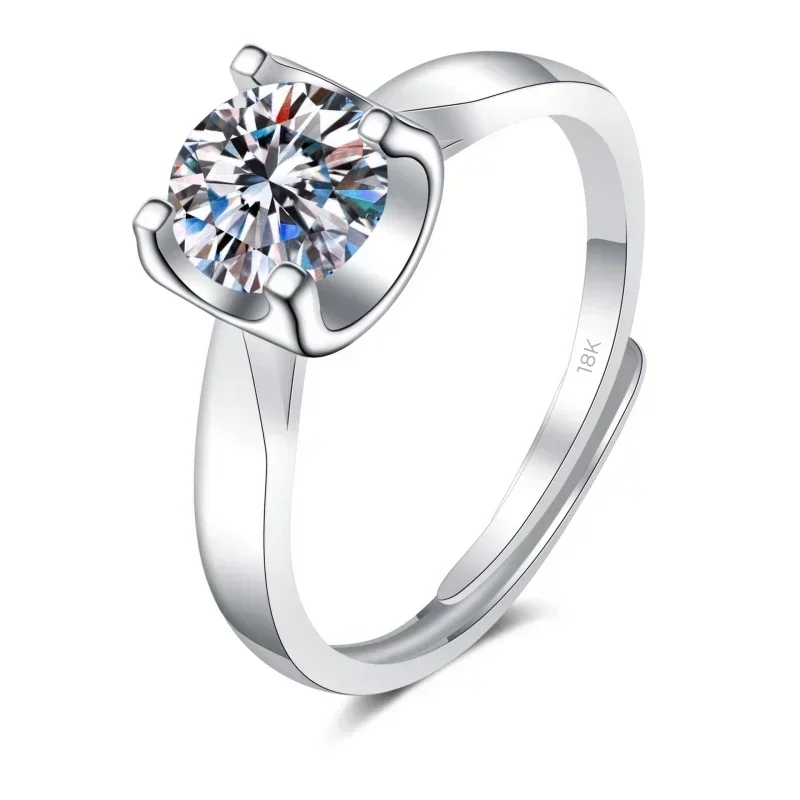 Brilliant Arrogant Perfect Cut 0.5/1CT Moissanite Diamond Ring, Designer Jewelry Girlfriend 18K White Gold ring Gift for Women