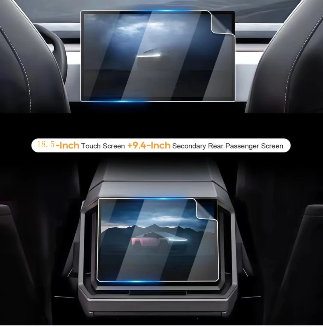 

2PCS PET screen protector For Tesla Cybertruck 2024 18.5Inch+9.4Inch Plastic Navigation Touchscreen Screen film protector