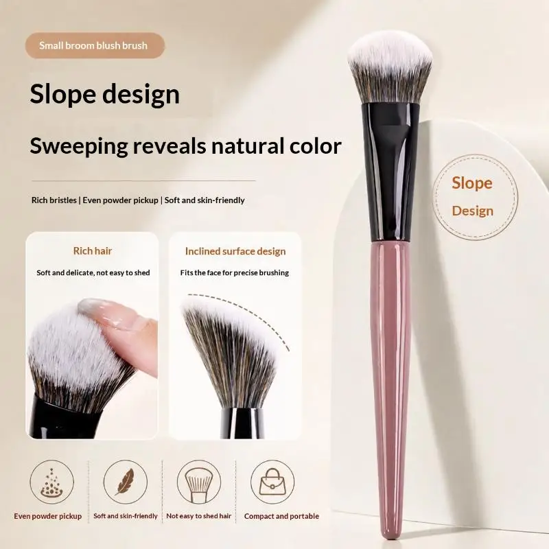 Slope Blusher Brush Soft Dense Bristles 1Pcs Multifunctional for Powder Cream Liquid Blush Daily Makeup Use