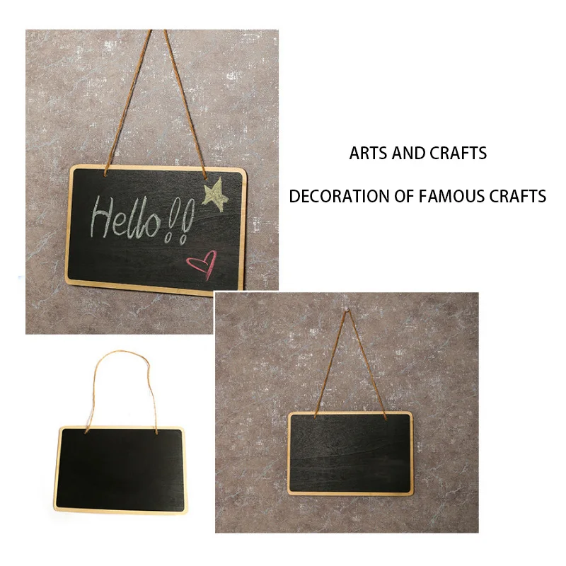 크리 에이 티브 미니 재사용 가능한 나무 지울 수있는 칠판 교수형 문자열 장식 디스플레이 블랙 스퀘어 메시지 보드 공예 선물