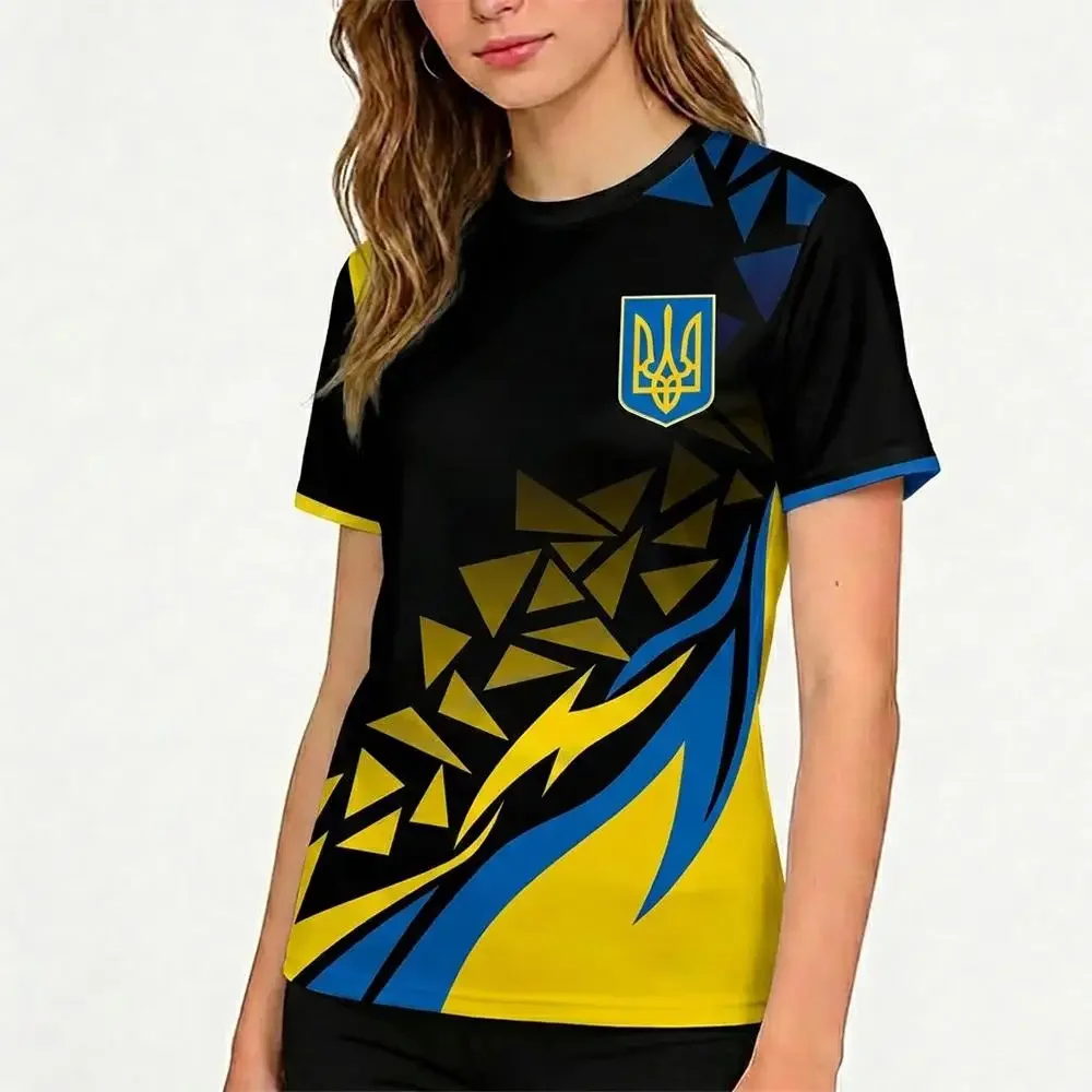 2026 Summer Fan Edition Ukraine National Team Football Jersey Blue Yellow Trident Emblem Soccer Shirt Unisex Sports Tee for Fan