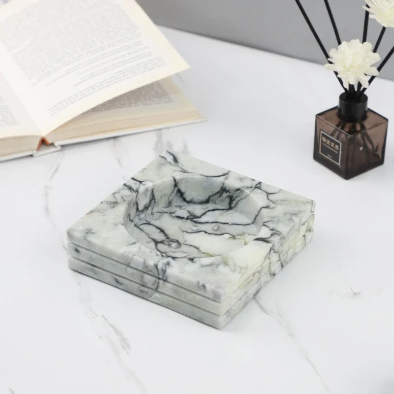 Natural Luxury Stone Ashtray Living Room High End Elegant Marble Ashtray Creative Personalized Decorative Home Accessories