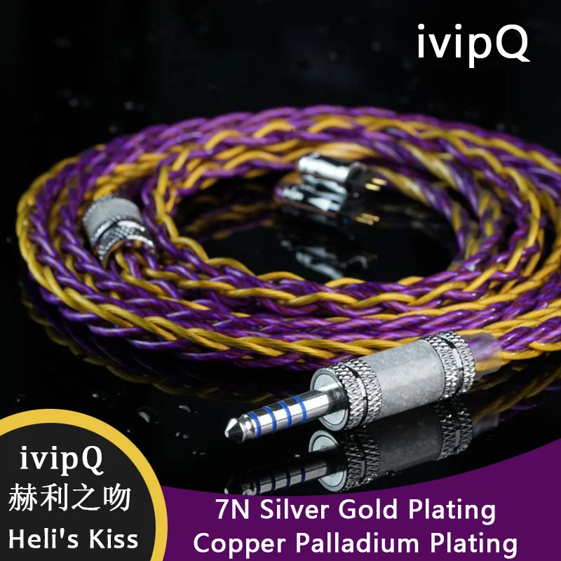 ivipQ-Heli's Kiss 7N Silver Gold Plated Copper Palladium Plating HiFi Balance Earphone IEM Cable Silver Plated 4.4mm 2Pin MMCX