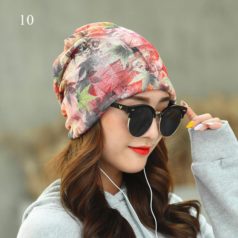 Turban Cap Outdoor Beanies Hat Graffiti Confinement Bonnet Cap Chemotherapy Cap Pile Pile Women Spring Summer Thin Pullover Caps